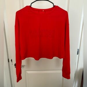 Lululemon Logo Red Cropped Long Sleeve Shirt